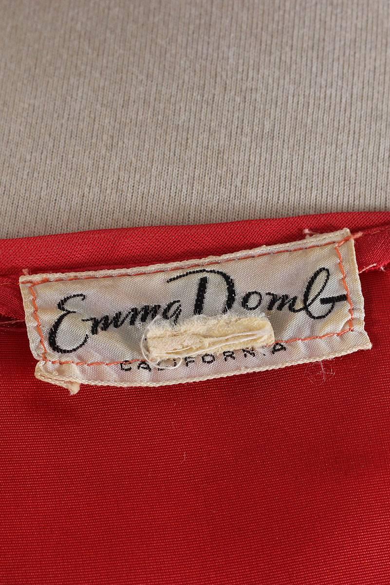 Vintage 1940s Emma Domb Red Chiffon Party Dress For Sale 3