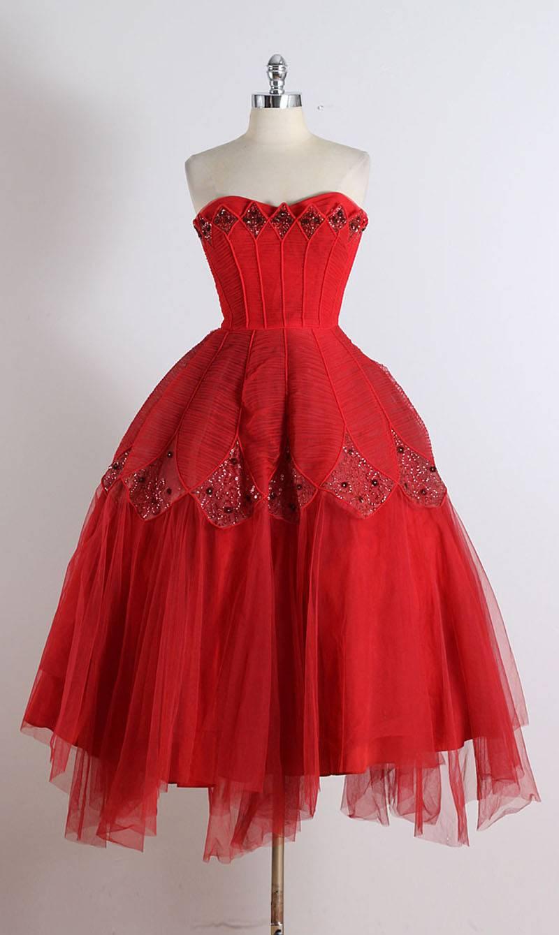 Vintage 1950s Ceil Chapman Diamond Sequins Dress 6