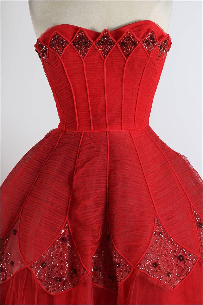 Vintage 1950s Ceil Chapman Diamond Sequins Dress 1