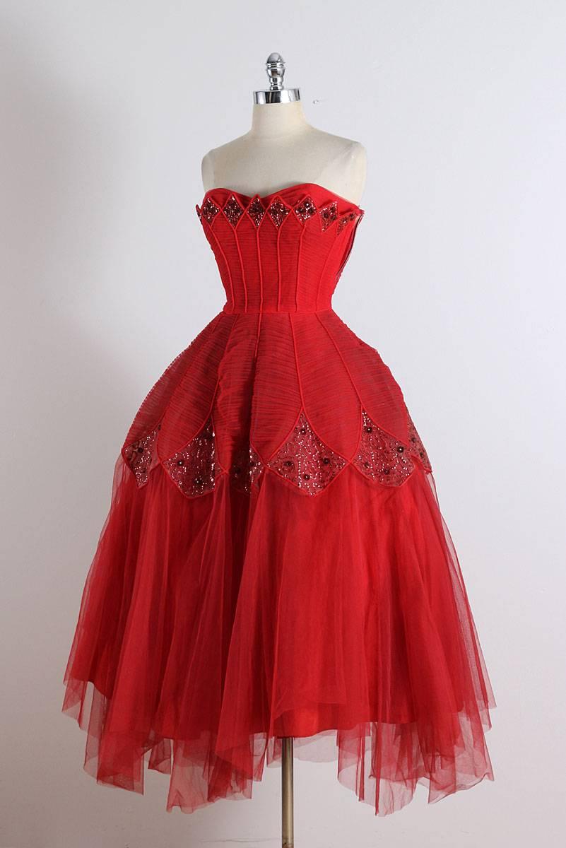 Vintage 1950s Ceil Chapman Diamond Sequins Dress 2