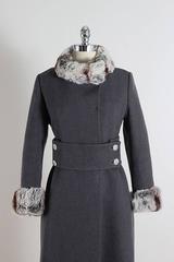 Vintage 1960s Charcoal Grey and Chinchilla Fur Coat