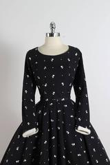 Vintage Black Wool Skater Dress