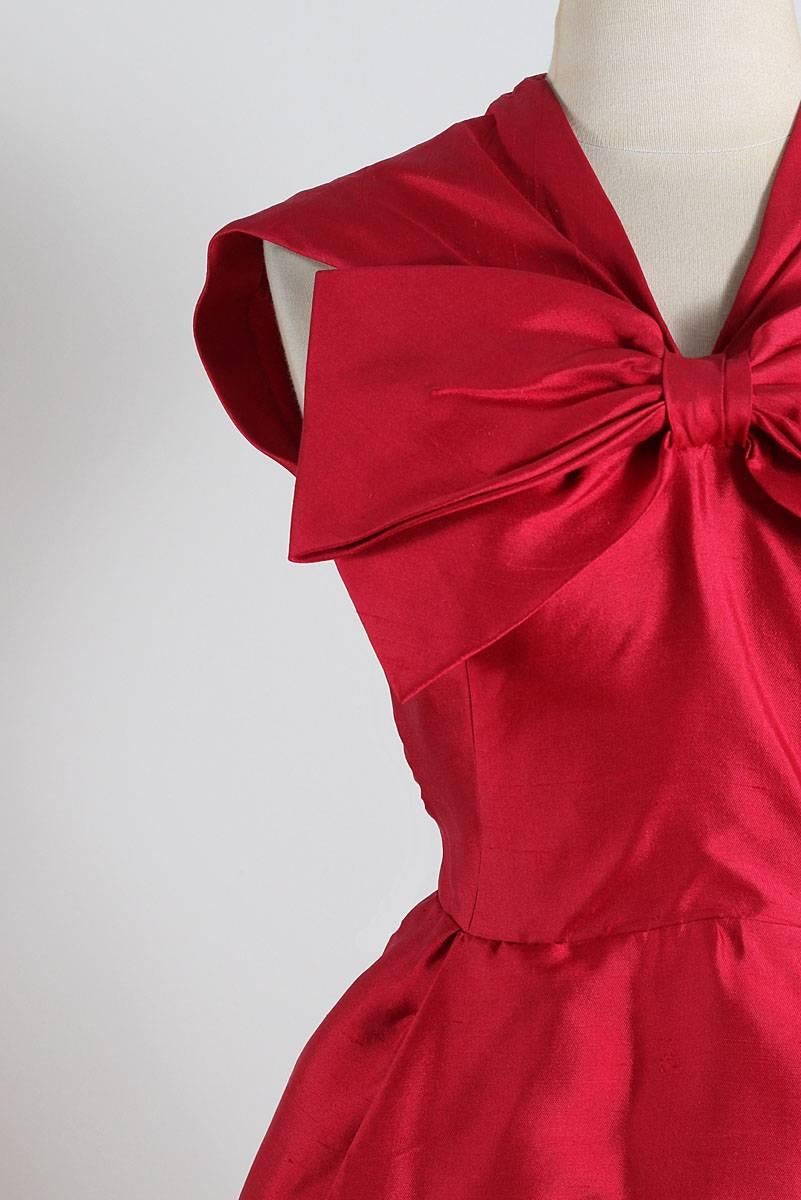 Vintage 1950s Miss Winston Silk Party Dress In Excellent Condition In Hudson on the Saint Croix, WI