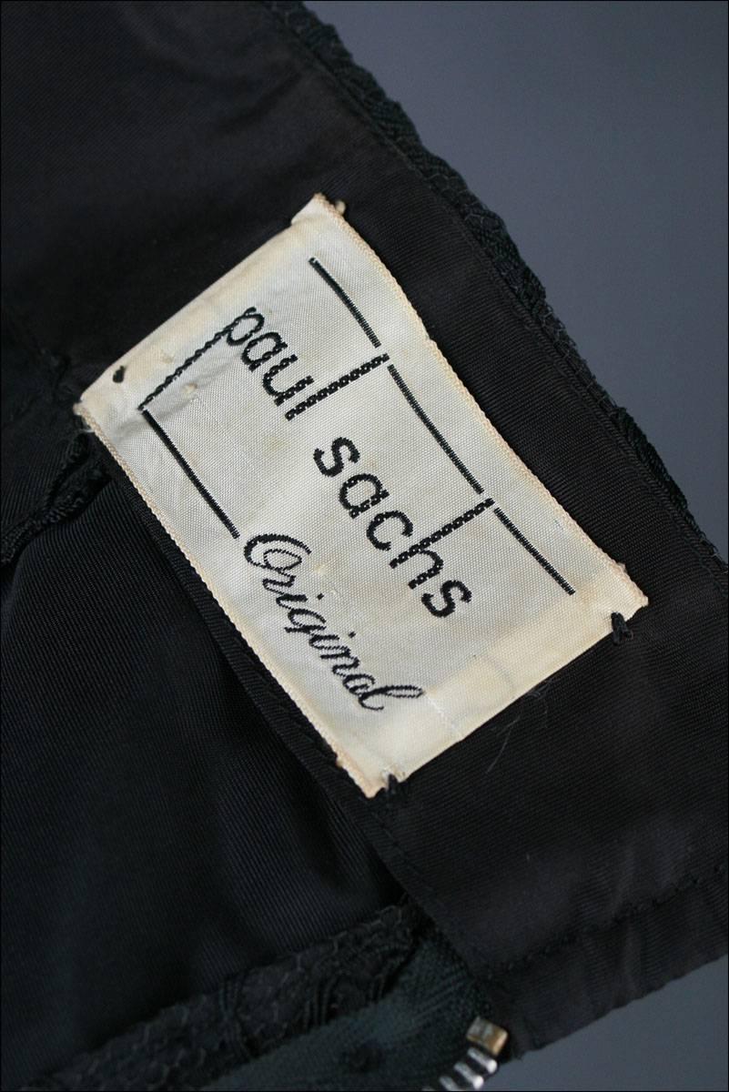 Vintage 1950's Paul Sachs Black Tuxedo Lace Cocktail Dress 4