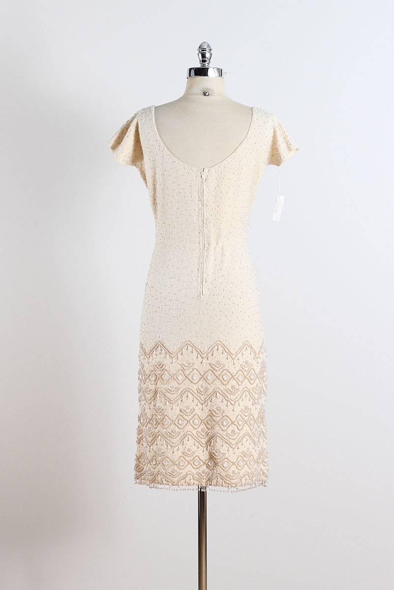 Vintage 1950s Bead Encrusted Knit Dress 5