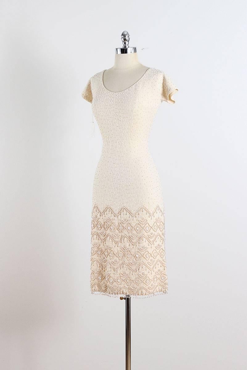 Vintage 1950s Bead Encrusted Knit Dress 3