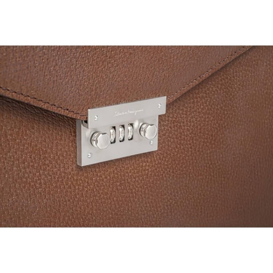 Salvatore Ferragamo Leather Briefcase Shoulder Bag In New Condition For Sale In Los Angeles, CA