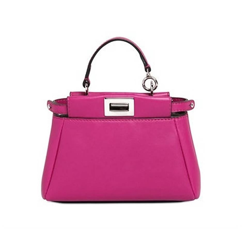 Pink Fendi Micro Peekaboo Nappa Leather Shoulder Bag