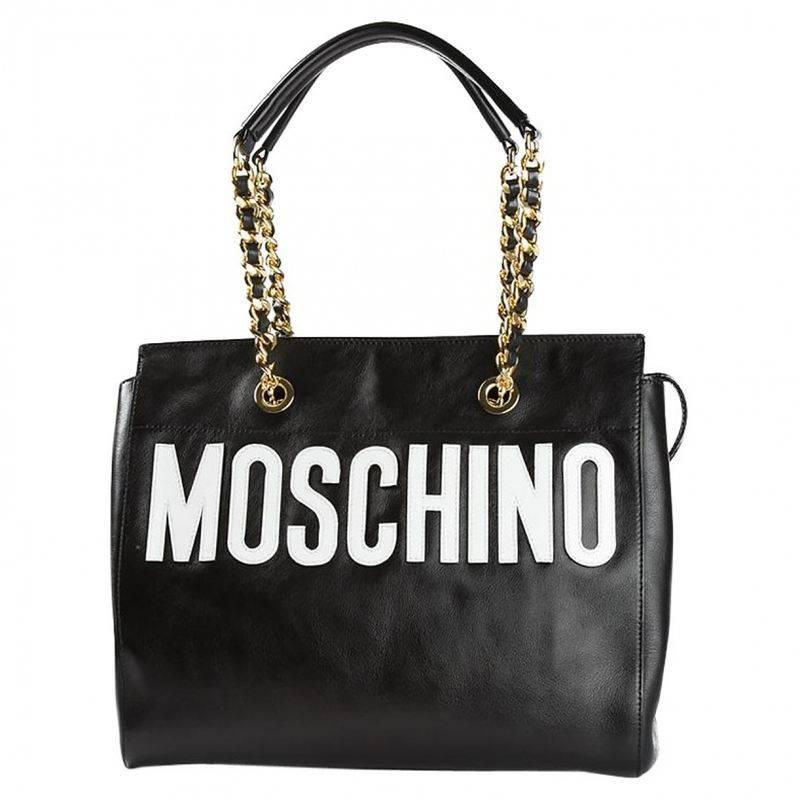 Moschino Black Leather Handbag For Sale