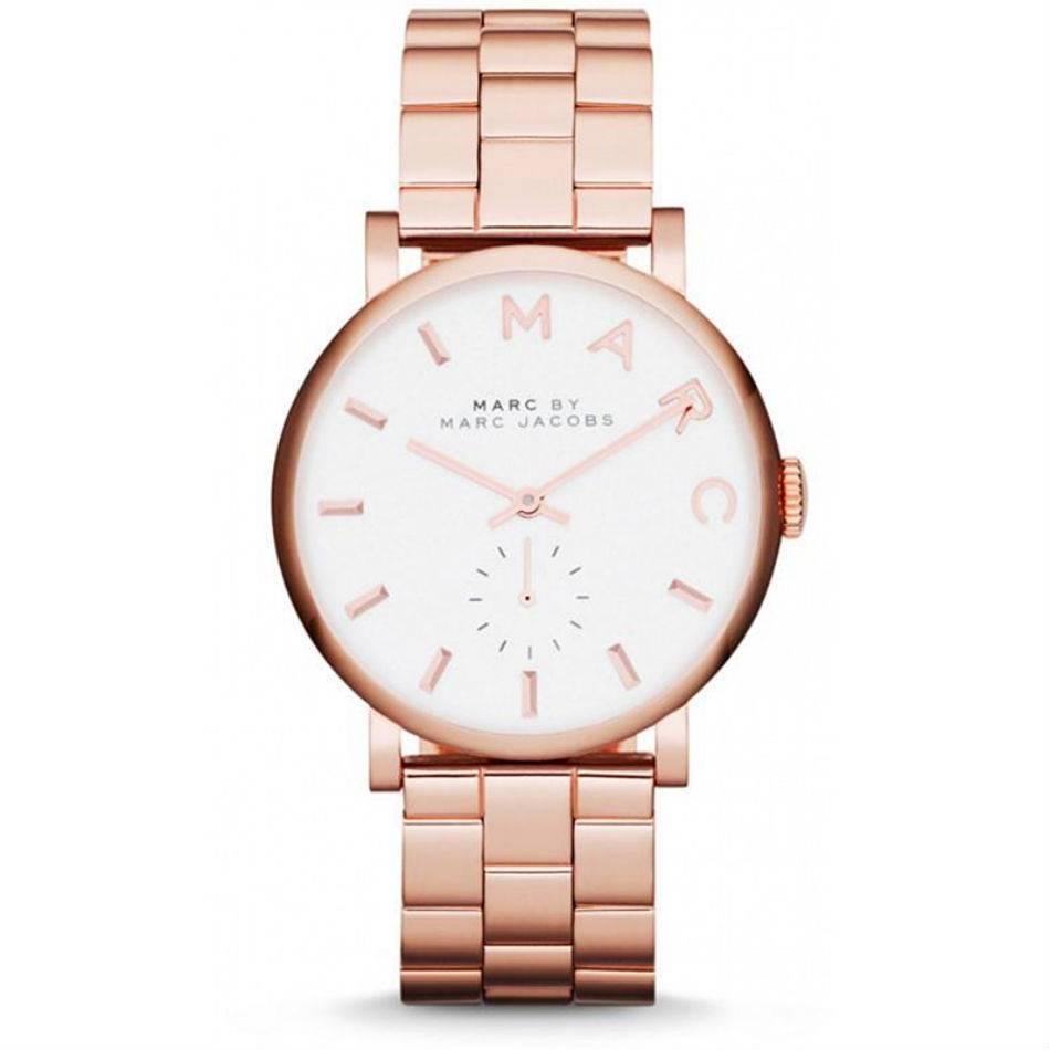 Marc by Marc Jacobs Baker White Dial Gold-tone Ladies Watch Rose Gold MBM3244 For Sale