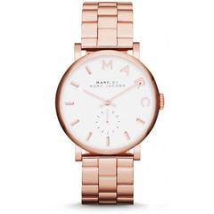 Marc by Marc Jacobs Baker White Dial Gold-tone Ladies Watch Rose Gold MBM3244