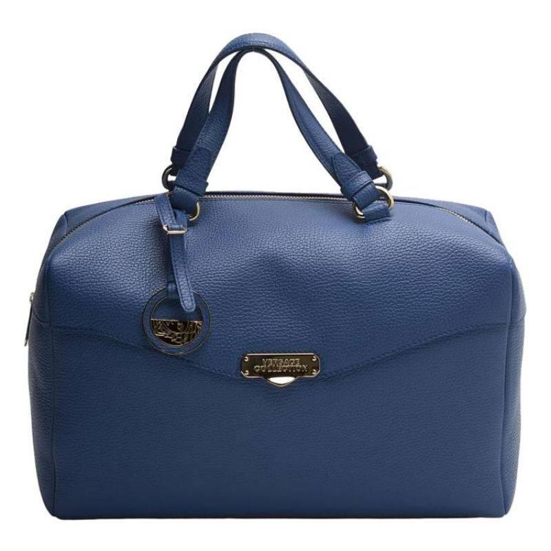 Versace Collection Leather Crossbody Blue Satchel For Sale