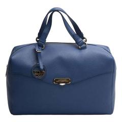Versace Collection Leather Crossbody Blue Satchel