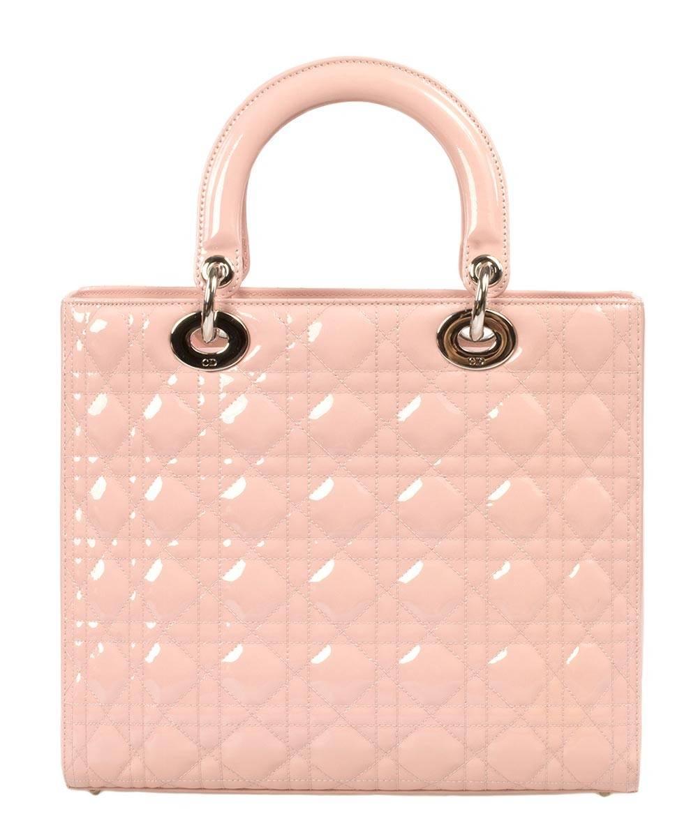 Orange Lady Dior Patent Leather Bag  Pink with Silver Hardware