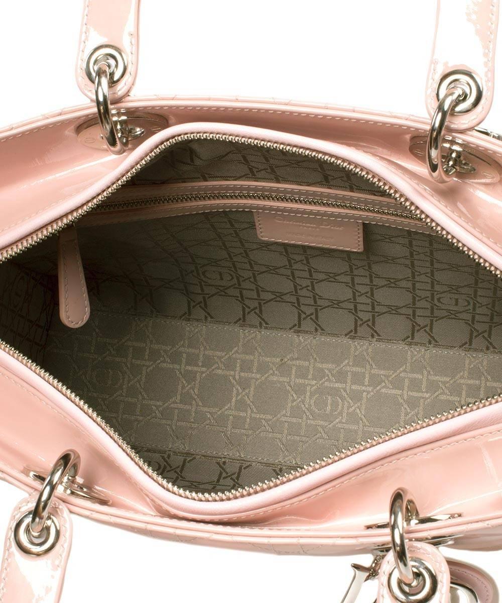 Lady Dior Patent Leather Bag  Pink with Silver Hardware 1