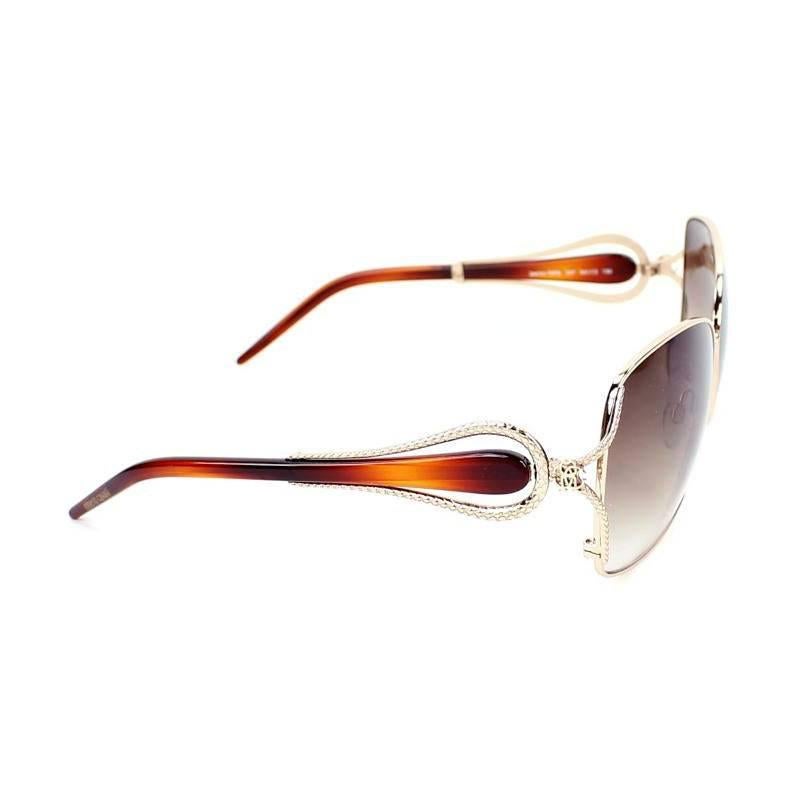 Beige Roberto Cavalli Sunglasses Gold and Brown For Sale