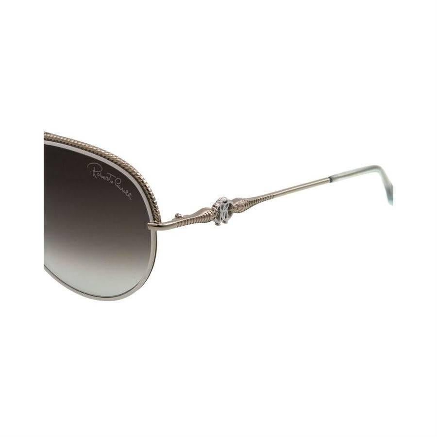 Roberto Cavalli Sunglasses White and Silver In New Condition For Sale In Los Angeles, CA