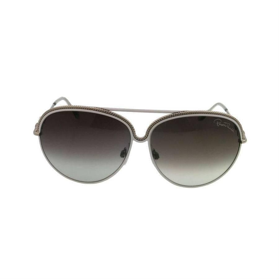 Gray Roberto Cavalli Sunglasses White and Silver For Sale