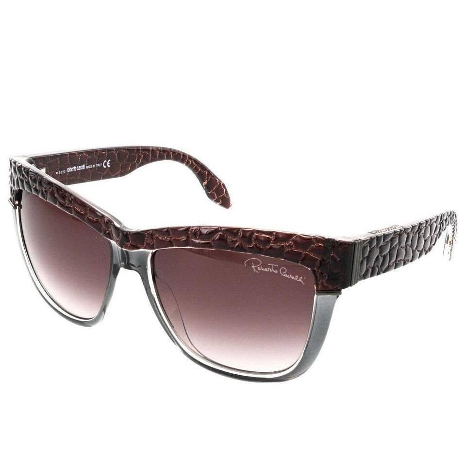 Roberto Cavalli Sunglasses Gray Translucent and Brown In New Condition For Sale In Los Angeles, CA