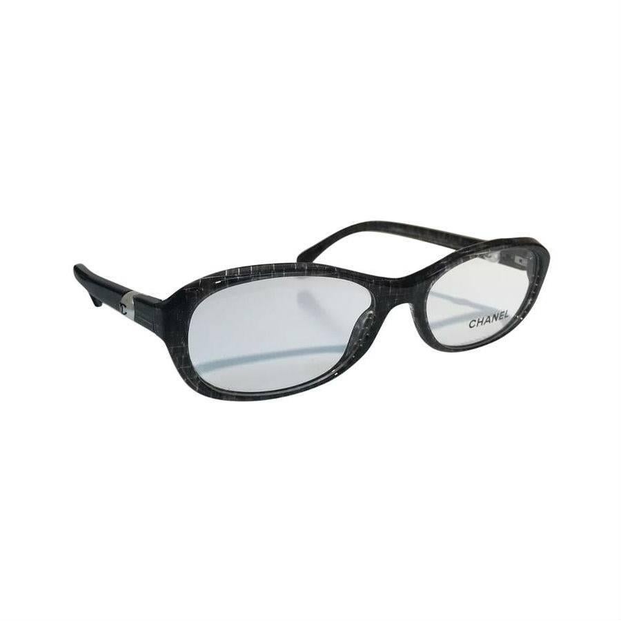 Chanel Pearl Eyeglasses, Black Glitter For Sale