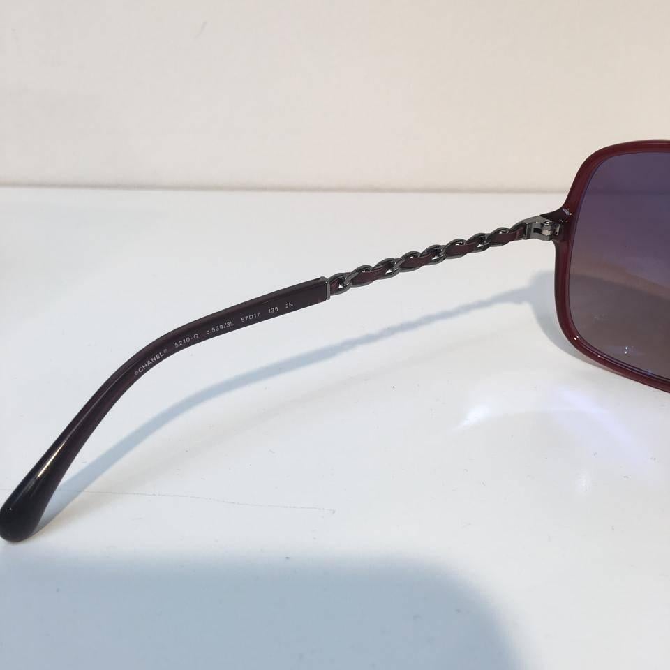 Black Chanel Sunglasses, Red and Silver For Sale