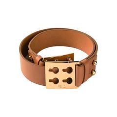 Fendi Studded Brown Leather Belt (Size 85)
