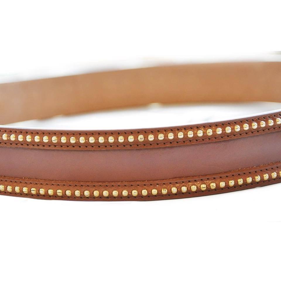 Fendi Studded Brown Leather Belt (Size 90) In New Condition In Los Angeles, CA