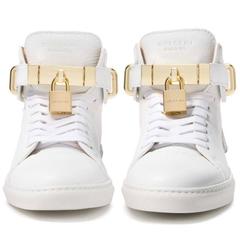Buscemi Women 100mm High Top Sneaker White Athletic Shoes (Size 7)  Regular (M,