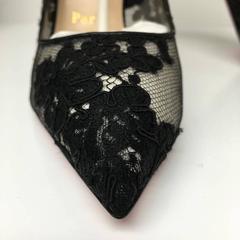 Christian Louboutin Follies Lace Pointed Toe Black Pumps