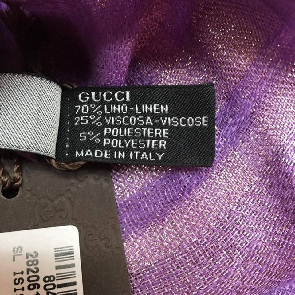 Gray Gucci Linen Stole Scarf Purple