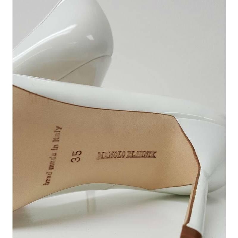 Manolo Blahnik Patent Leather Point-toe White Pumps (Size 6.5) 1