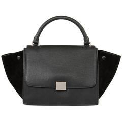 Celine Trapeze Calfskin Leather Small Handbag Black Satchel