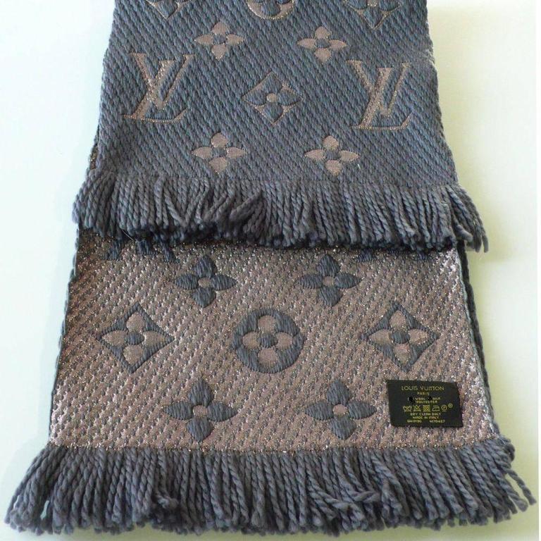 Louis Vuitton Logomania Shine Wool Scarf Gray Lurex (M70467) at 1stDibs