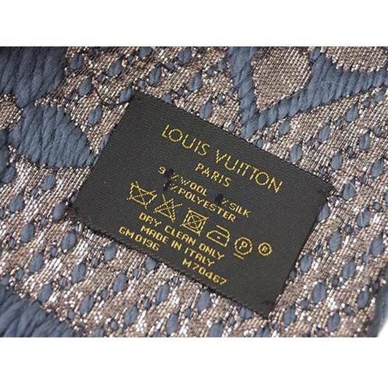 Louis Vuitton Logomania Shine Wool Scarf Gray Lurex (M70467) at