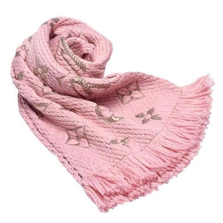 Logomania wool scarf Louis Vuitton Pink in Wool - 35751116