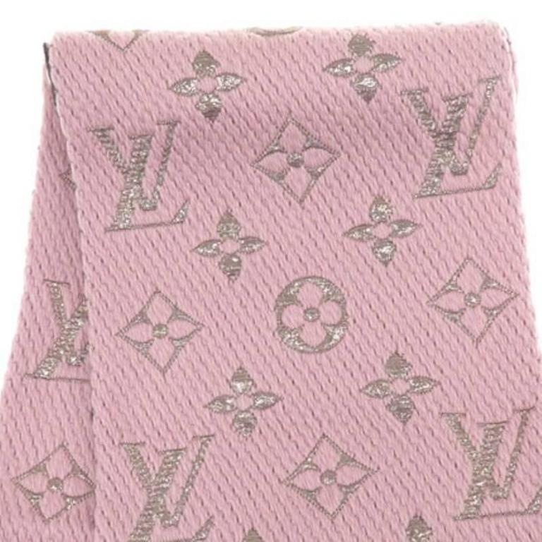 Louis Vuitton Logomania Shine Wool Scarf Pink Lurex (M70466) For Sale ...