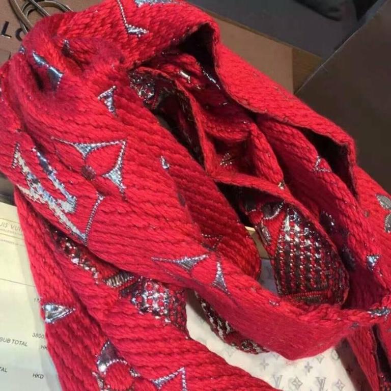 Logomania wool scarf Louis Vuitton Red in Wool - 20211197