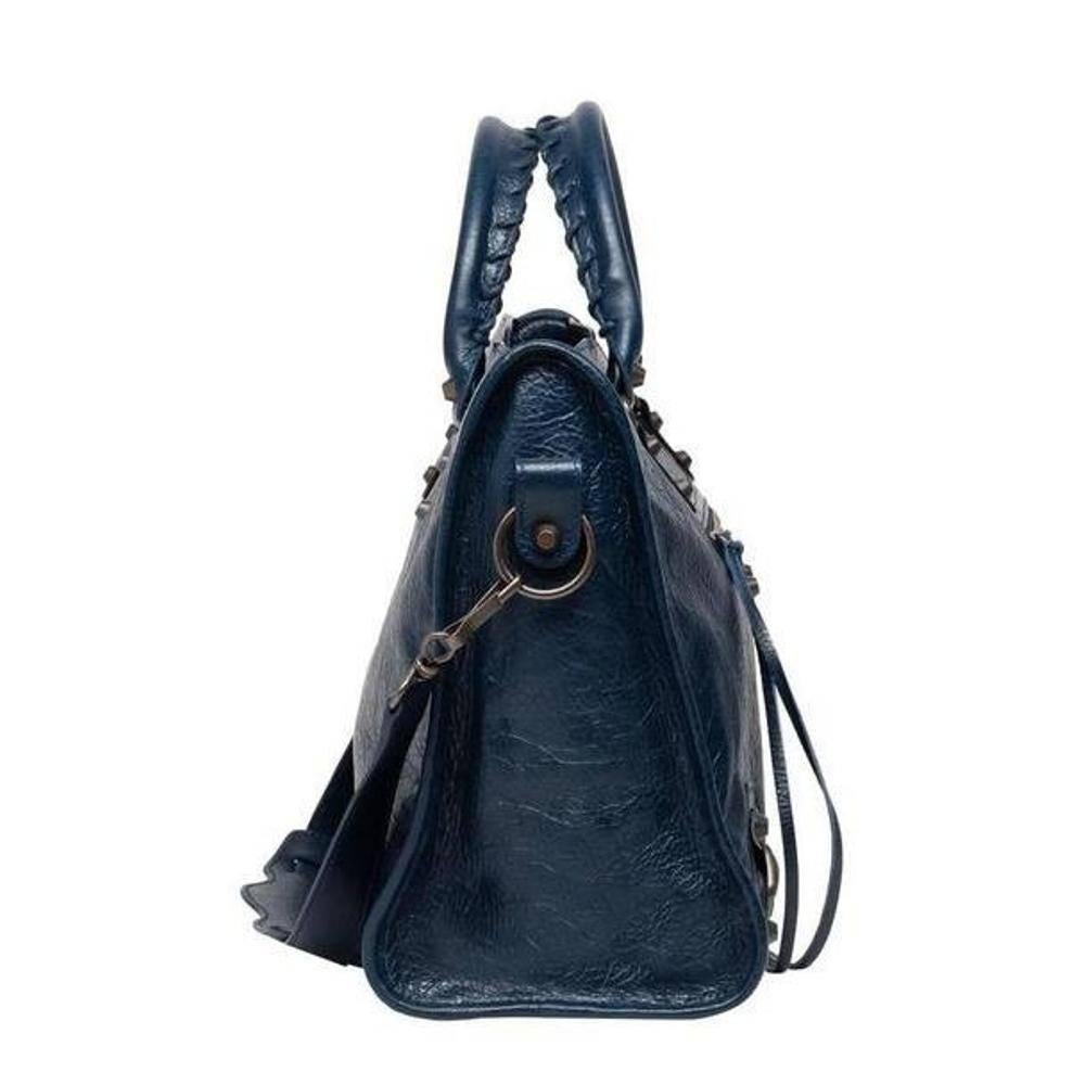 Black Balenciaga Classic City Bleu Obscure Handbag Satchel