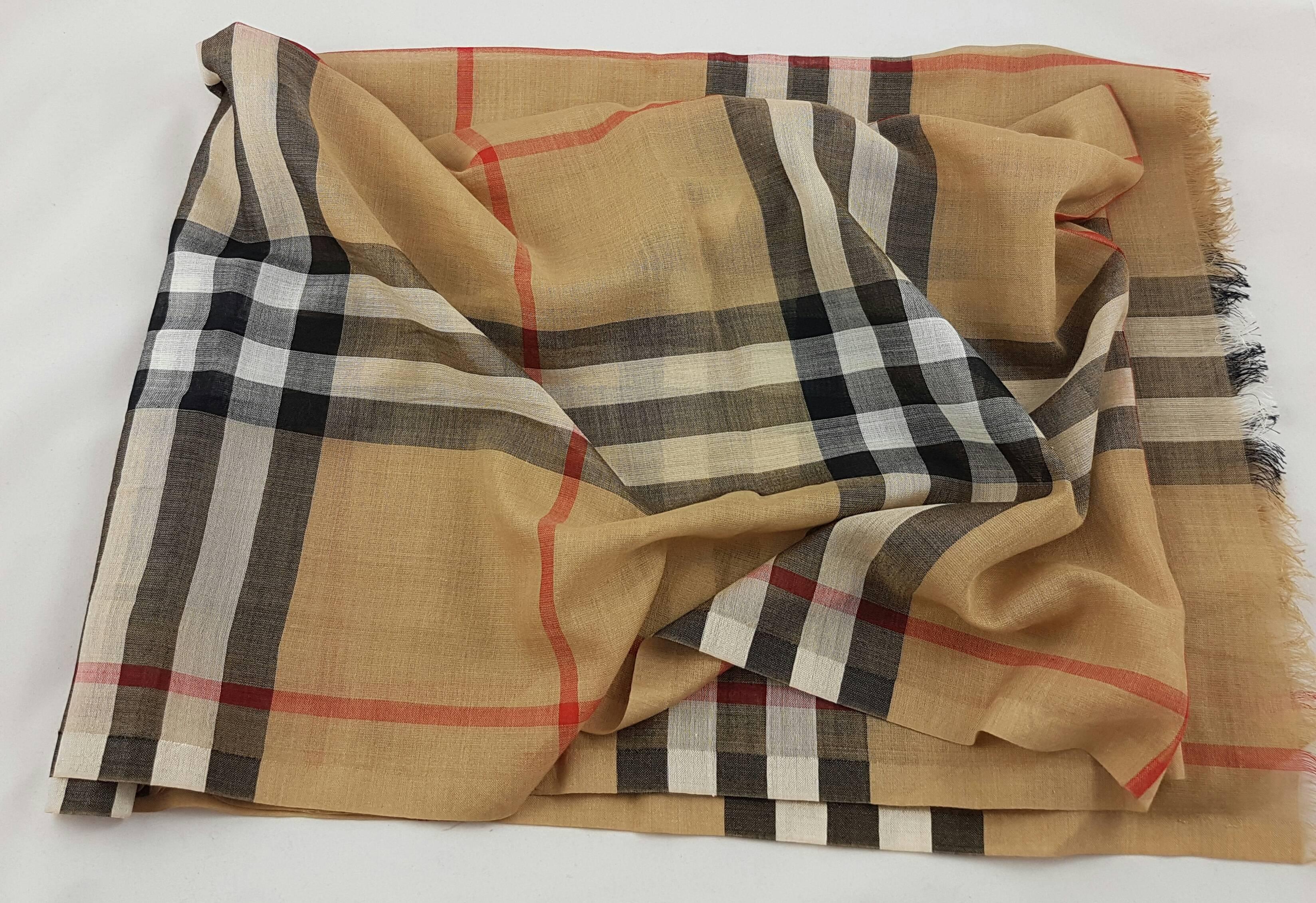 Brown Burberry Stole, Camel For Sale