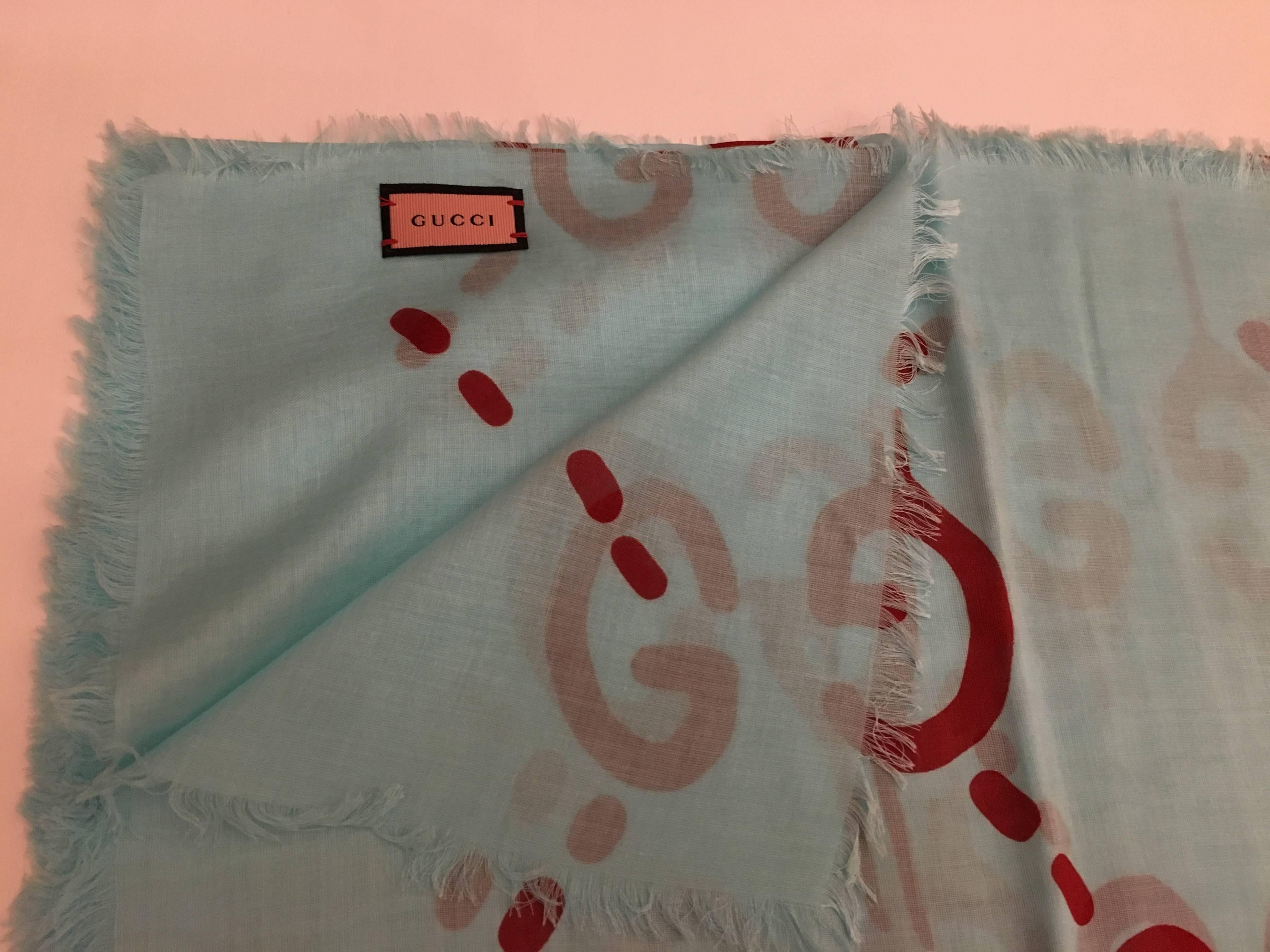 Gray Gucci Ghost Blue And Red Shawl For Sale