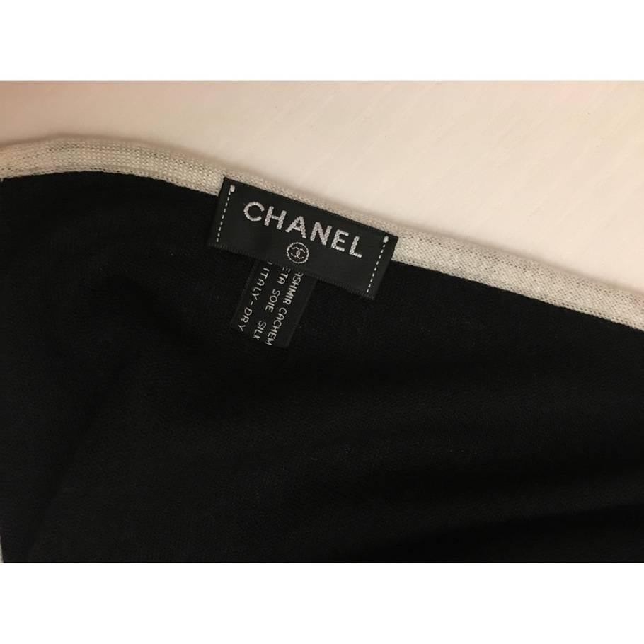 Chanel Cashmere Silk CC Logo Black Stole 3