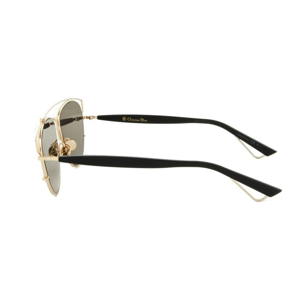 DIOR Technologic Gold and Black Sunglasses (RHL83) In New Condition In Los Angeles, CA