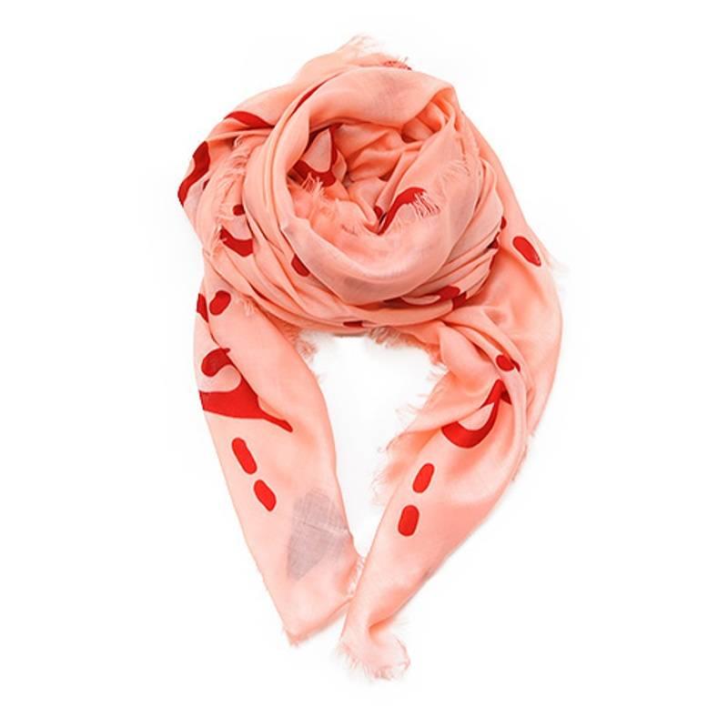 Women's or Men's Gucci Ghost Print Rose Pink and Red Modal Silk Shawl For Sale