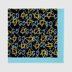 Gucci Ghost Print Blue Modal Silk Shawl