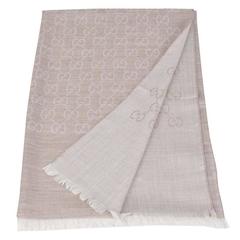 Gucci GG Monogram Wool & Silk Beige Shawl