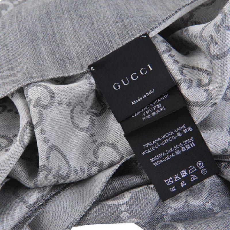 Gucci GG Monogram Wool & Silk Light Gray Shawl For Sale 1
