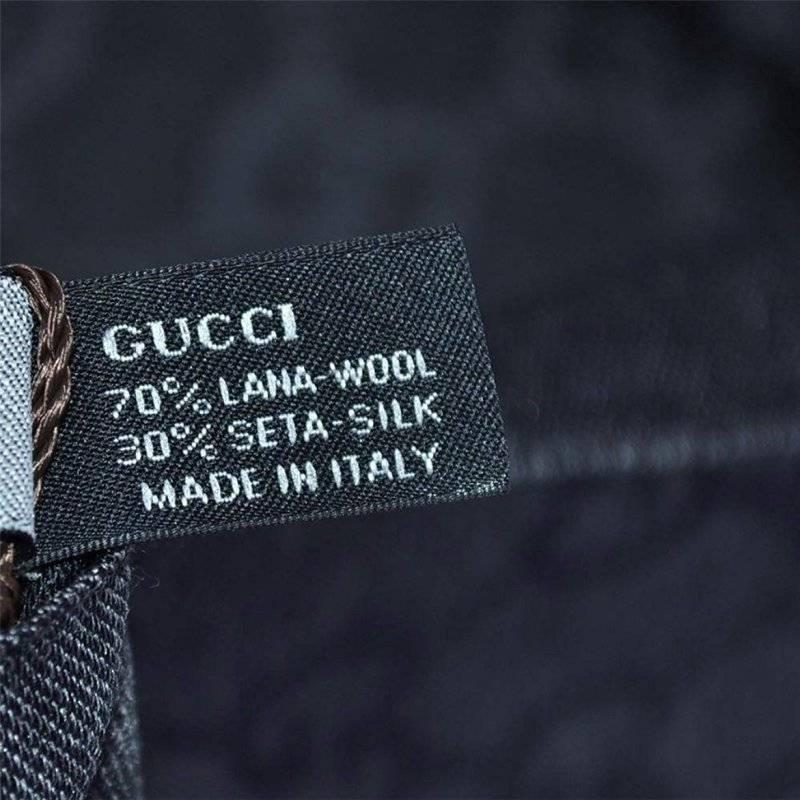 Gucci GG Monogram Wool & Silk Anthracite Shawl For Sale 1