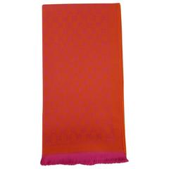 Gucci GG Jacquard Orange and Fuchsia Wool Scarf