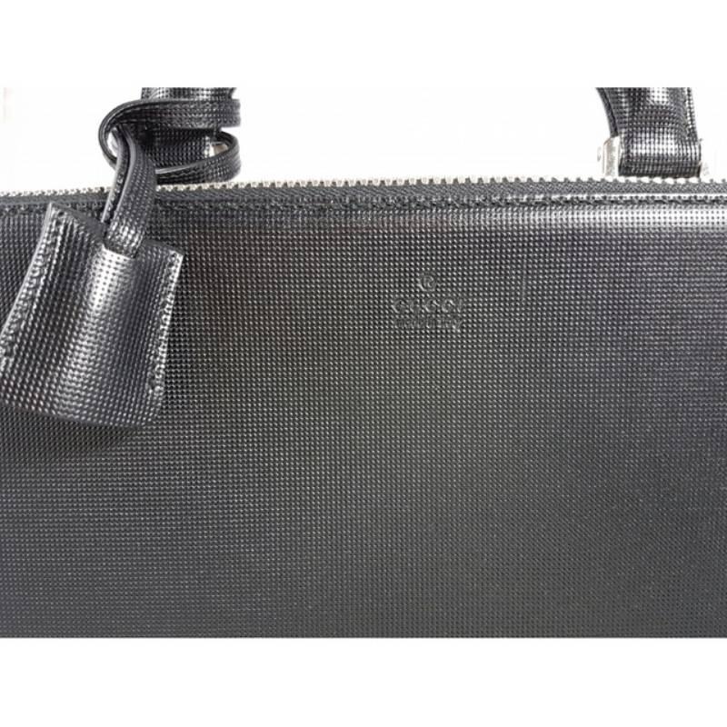 Gucci Overnight Leather Briefcase Black Satchel Bag 1