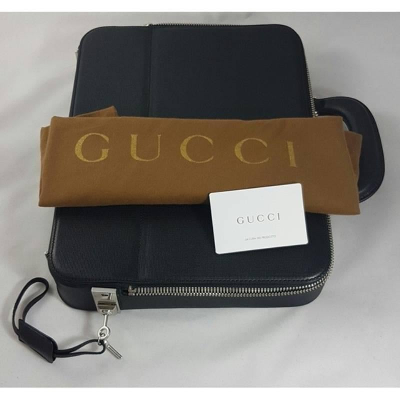 Gucci Overnight Leather Briefcase Black Satchel Bag 3